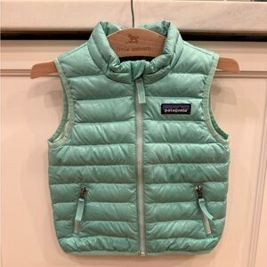 Patagonia Baby Toddler Mint Green Down Vest 12-18m